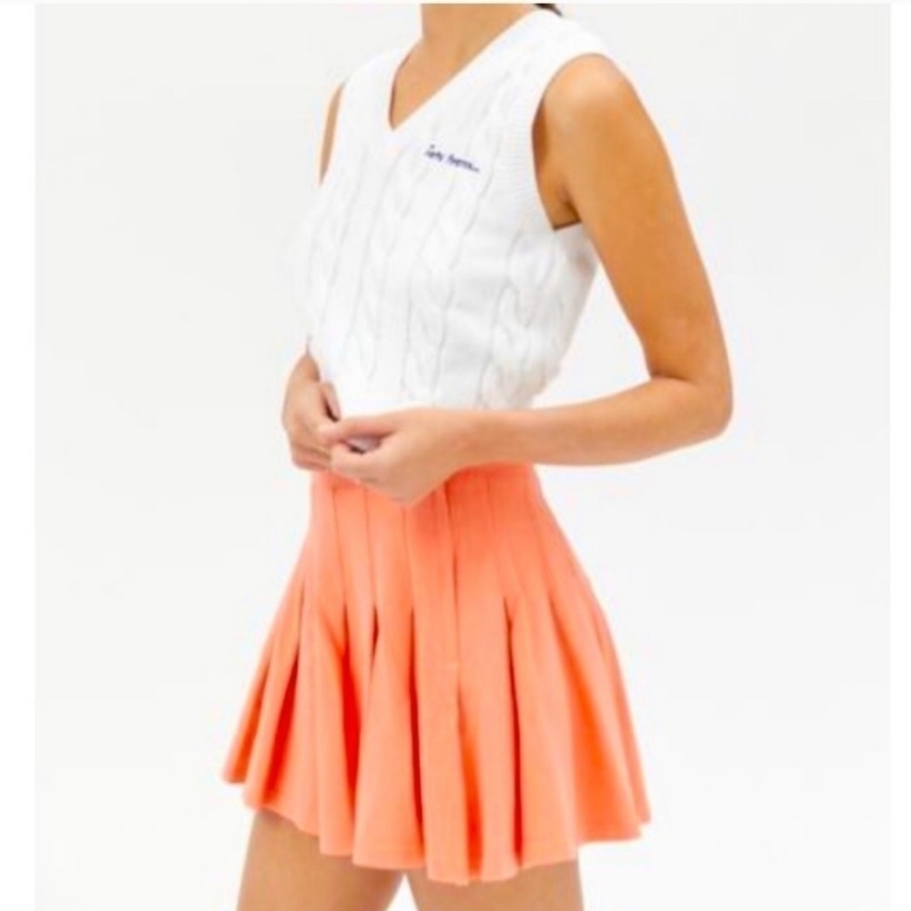 Urban Outfitters Pleated Katie Tennis Preppy Skirt Small Peach - Picture 10 of 13
